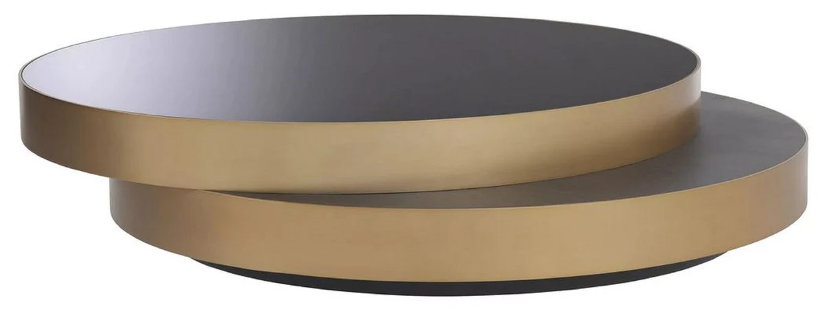 Luxus Couchtisch Messing / Schwarz / Schwarzgrau 140 x 120 x H. 28,5 cm - Moderner Wohnzimmertisch - Wohnzimmer Möbel - Luxus Qualität