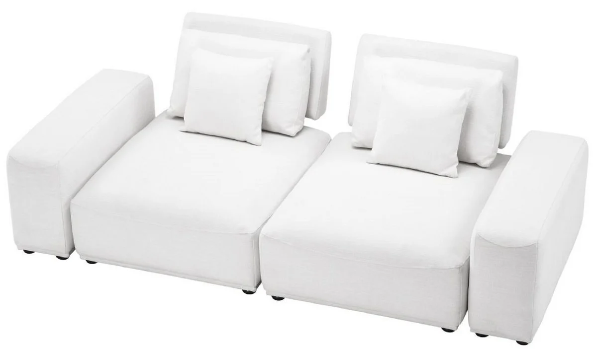 Luxus Wohnlandschaft Weiß / Schwarz 340 x 159 x H. 83 cm - Wohnzimmer Sofa mit 6 Kissen - Luxus Qualität