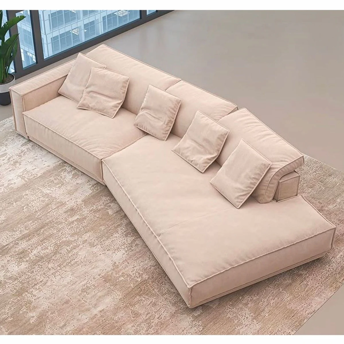 Luxus Wohnzimmer & Hotel Sofa Linke Seite Beige 320 cm - Luxus Möbel