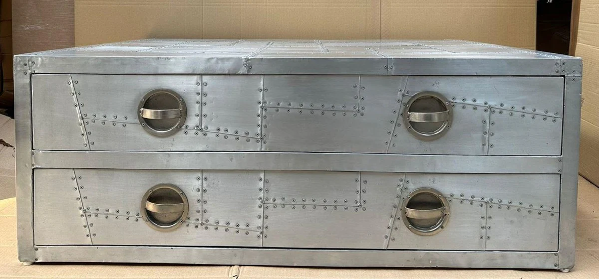 Aluminium Flugzeug Flieger Couchtisch Silber 120 cm - Aluminium Flugzeug Flieger Möbel