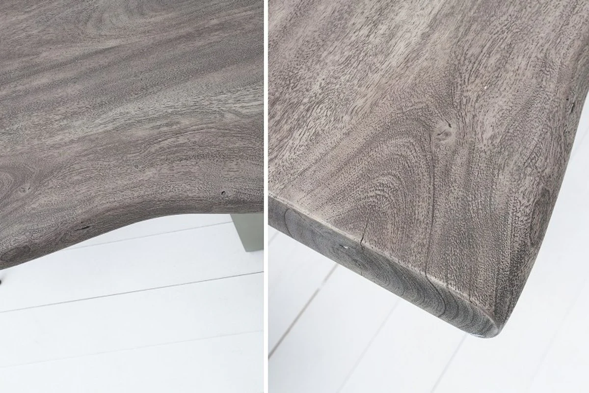 Designer Massivholz Esstisch Grau - Akazie - 200 x 100 x H.77 cm - Aus massivem Akazienholz