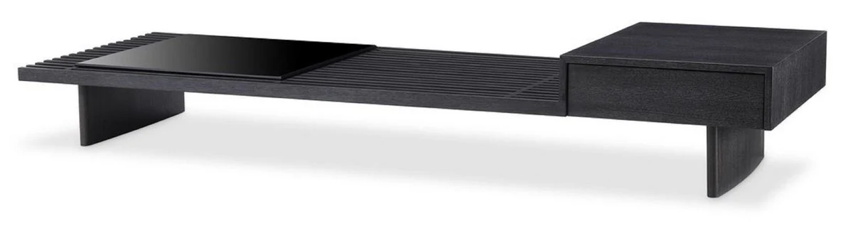 Luxus Couchtisch Anthrazitgrau 220 x 78 x H. 36 cm - Rechteckiger Massivholz Wohnzimmertisch - Wohnzimmer Möbel - Luxus Kollektion