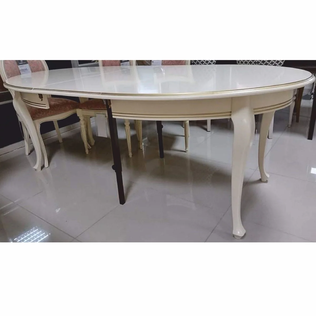 Luxus Jugendstil Esszimmer Set Rosa / Creme - Esszimmer Möbel