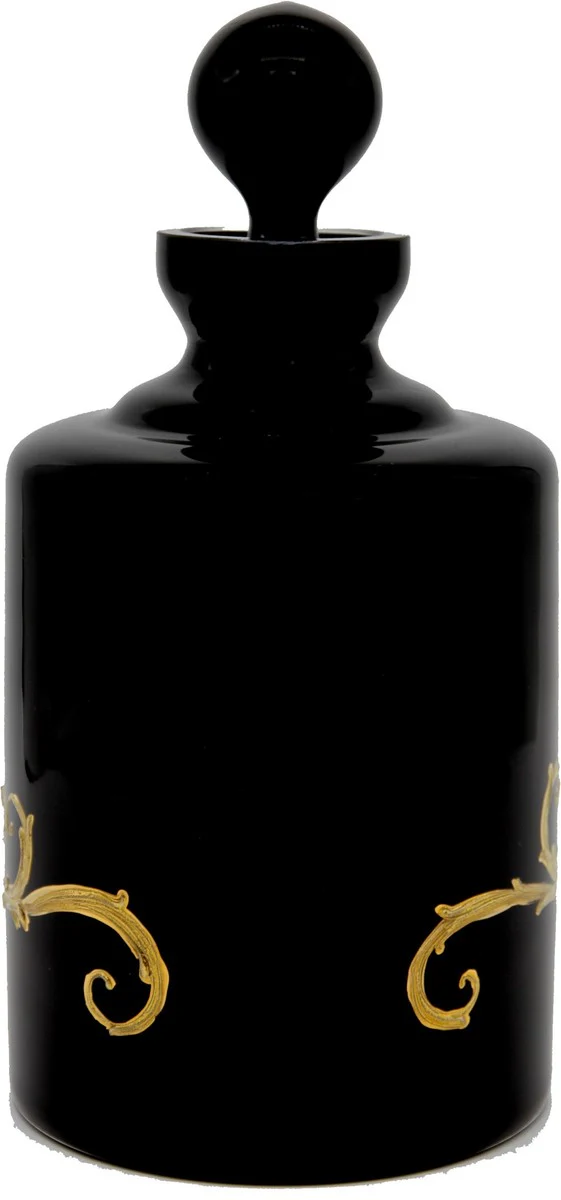 Pompöös by Luxus Whisky Karaffe mit 24 Karat Vergoldung Schwarz / Gold Ø 12,5 x H. 25 cm - Pompööse Glas Karaffe designed by Harald Glööckler