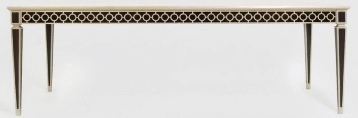 Luxus Barock Esstisch Schwarz / Silber 240 x 110 x H. 78 cm - Massivholz Küchentisch - Esszimmertisch - Esszimmer Möbel im Barockstil