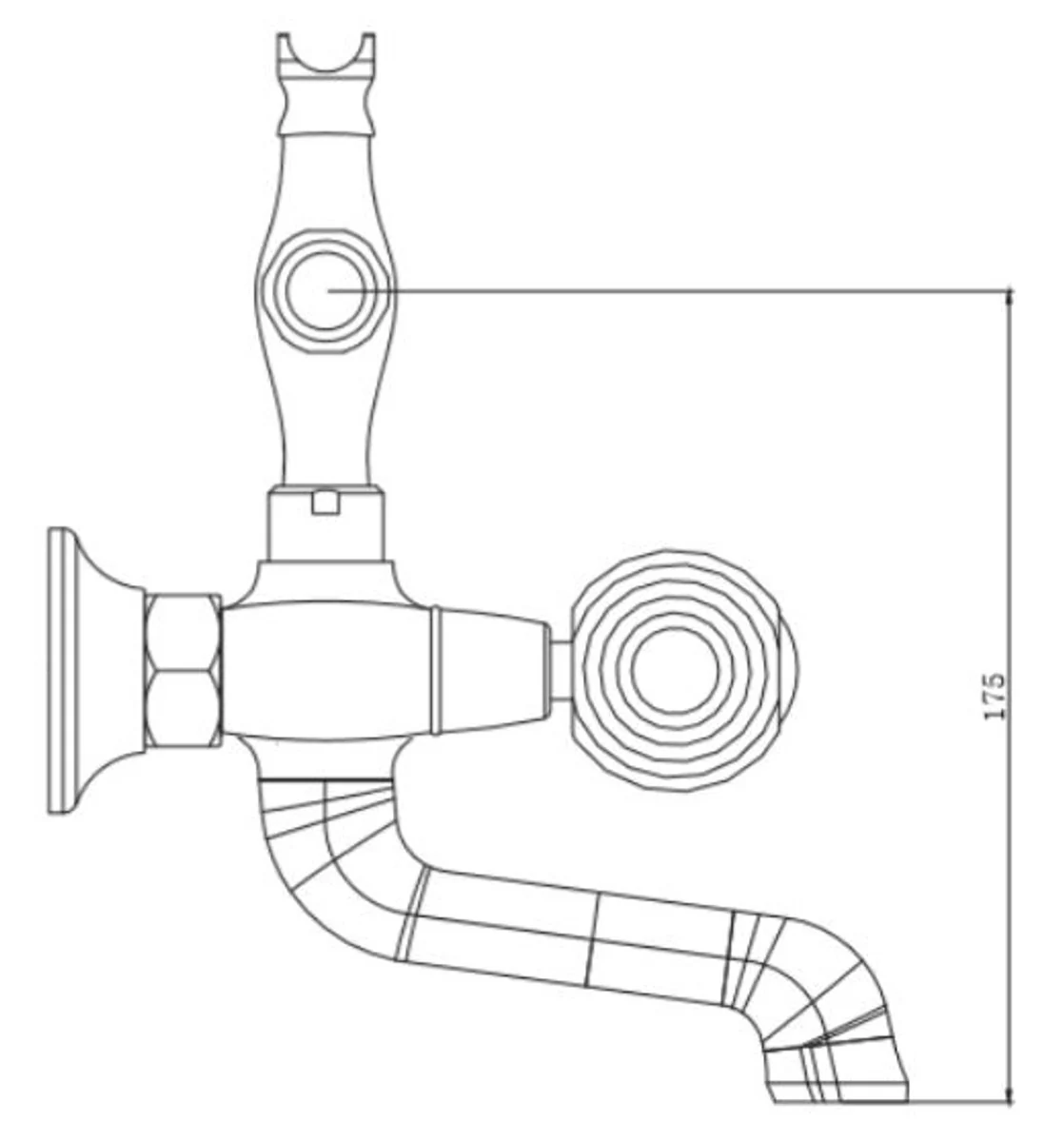 Luxus Jugendstil Wannenbatterie mit Schlauch und Handbrause Gold - Badewannen Armatur mit Kristallglas - Nostalgisches Bad Zubehör