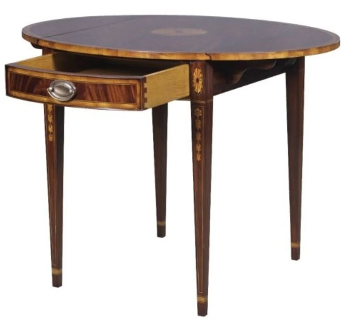 Luxus Mahagoni Beistelltisch mit Schublade Braun 96 x 77 x H. 73 cm - Wohnzimmermöbel