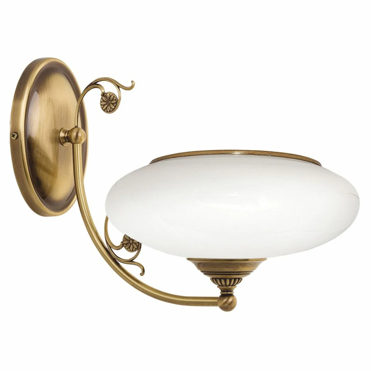 Luxus Barock Wandleuchte Messing mit Patina / Weiß H. 27 cm - Barock Leuchten