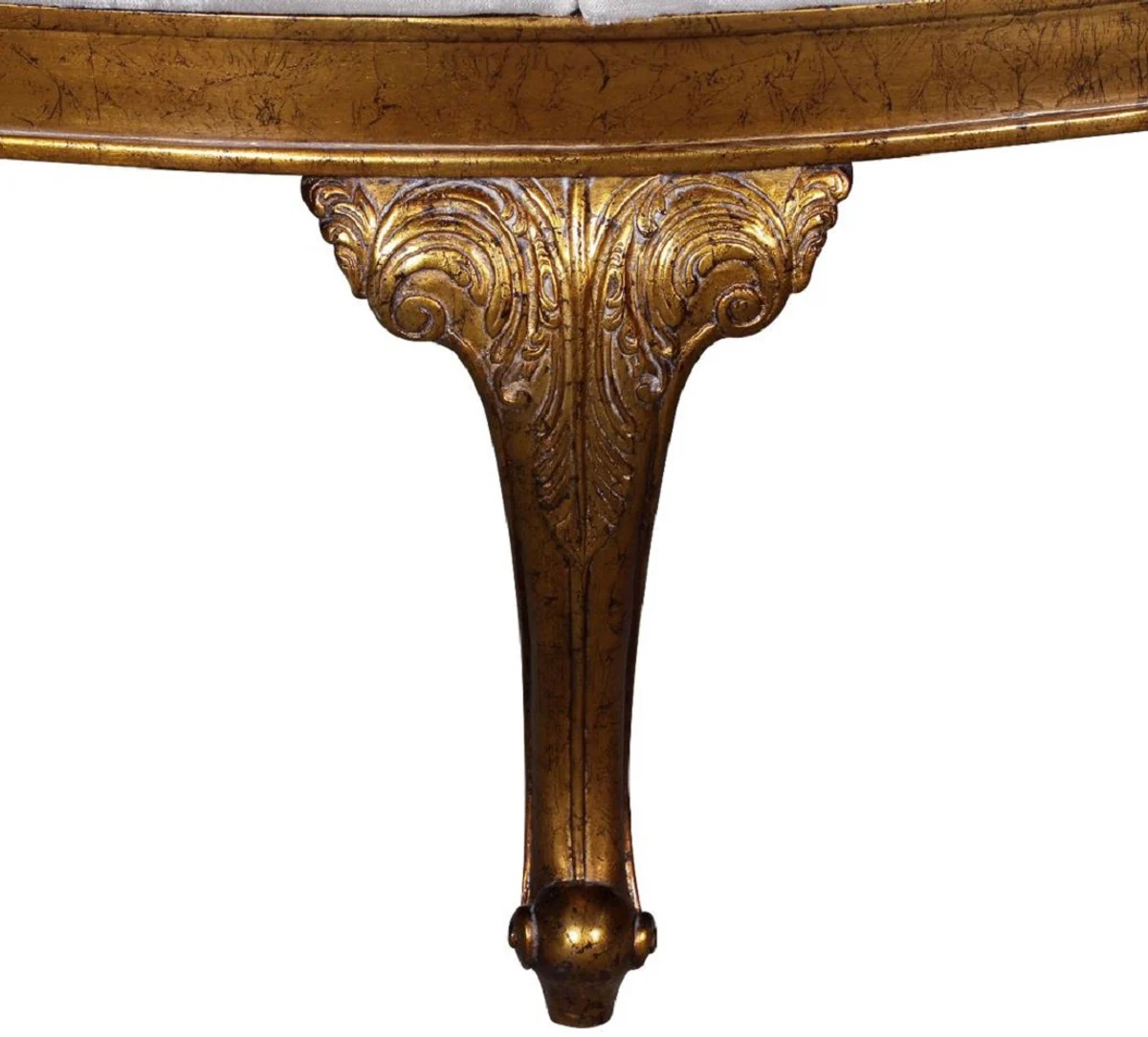 Luxus Barock Rundsofa Weiß / Antik Gold - Handgefertigtes rundes Samt Sofa - Barock Hotel & Restaurant Möbel