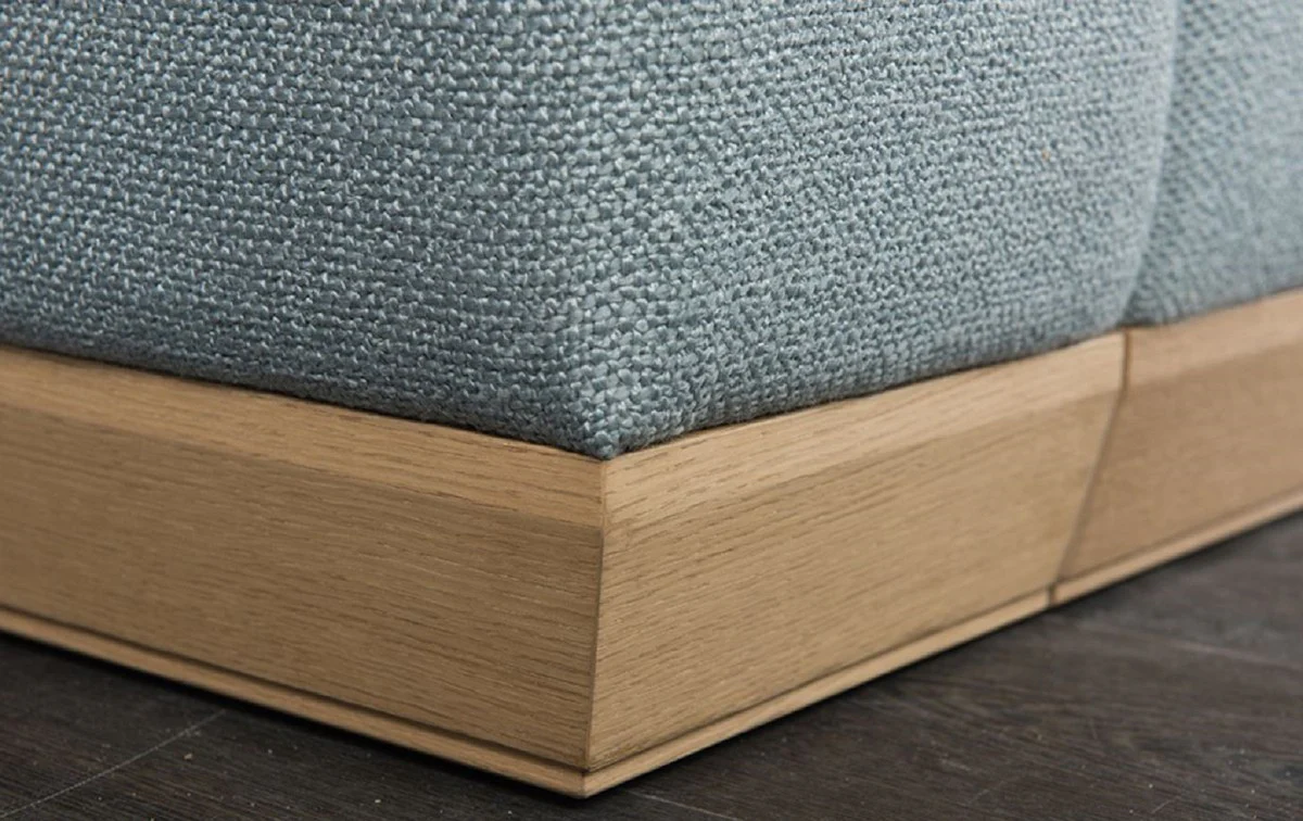 Schlafsofa Hellblau / Naturfarben 240 x 100 x H. 80 cm - Modernes Wohnzimmer Sofa - Wohnzimmer Möbel