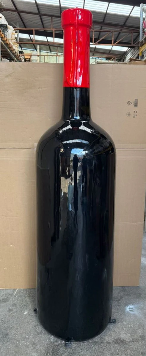 XXL Deko Weinflasche Schwarz / Rot H. 200 cm - Garten Deko