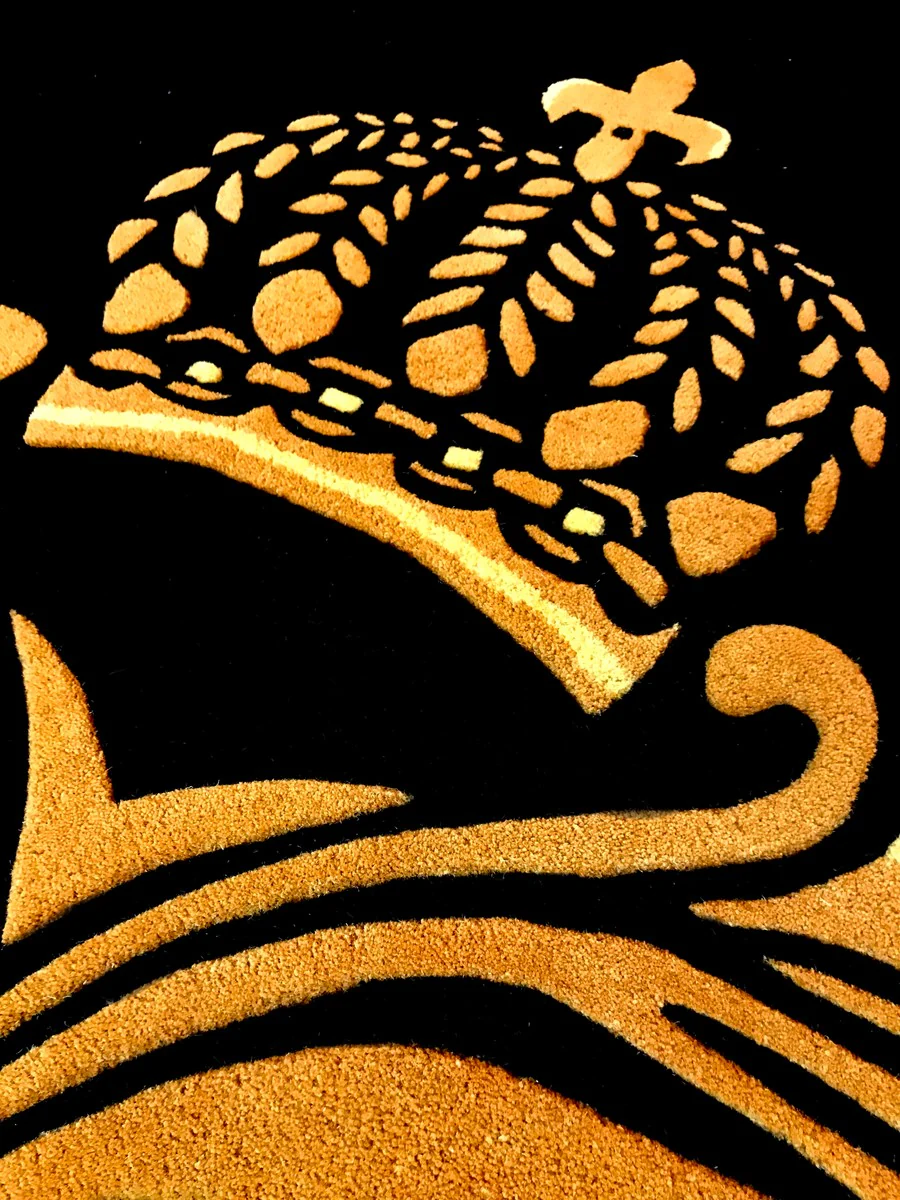 Pompöös by Luxus Teppich von Harald Glööckler 200 x 290 cm Krone Schwarz / Gold - Barock Design Teppich - Handgewebt aus Wolle