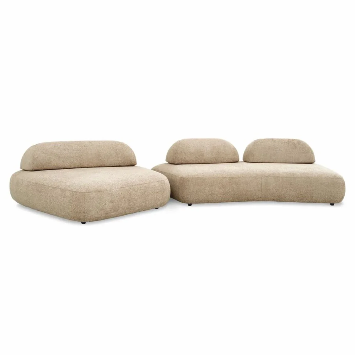 Luxus Sofa Sandfarben / Schwarz - Modulares 2-Teiliges Wohnzimmer Sofa