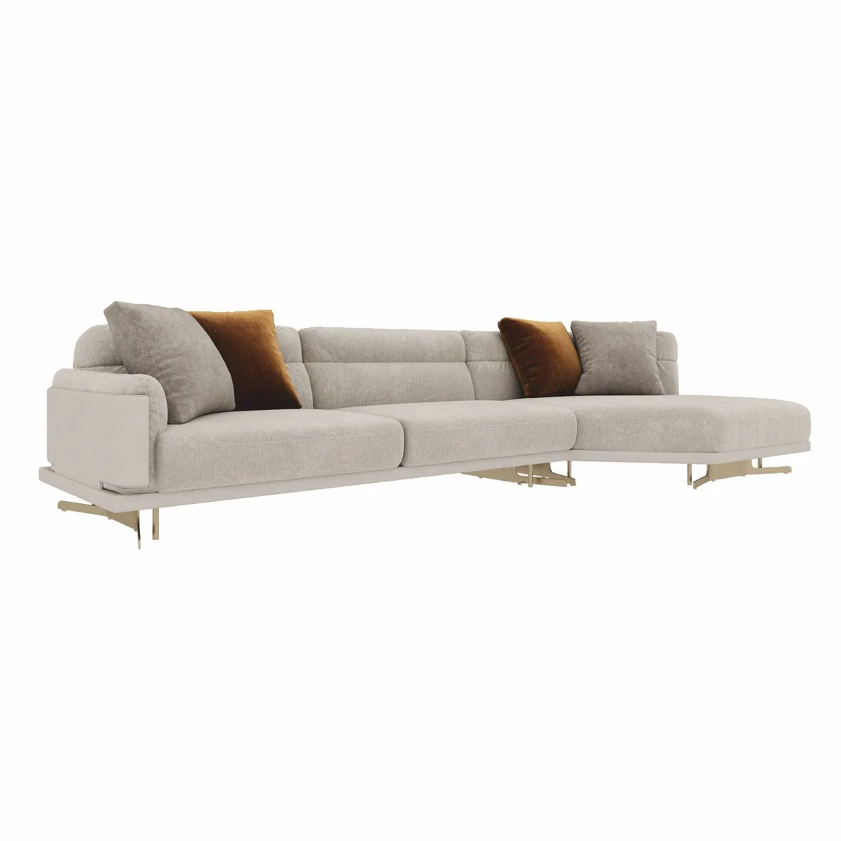 Luxus Ecksofa Grau / Messing 360 cm - Wohnzimmer & Hotel Sofa