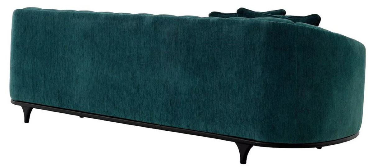Luxus Sofa Grün / Schwarz 240 x 96 x H. 74,5 cm - Wohnzimmer Sofa mit 2 Kissen - Wohnzimmer Möbel - Luxus Möbel - Wohnzimmer Einrichtung - Luxus Einrichtung - Luxus Qualität