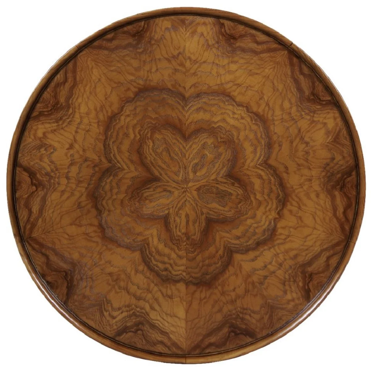 Luxus Barock Beistelltisch Braun Ø 61 x H. 51 cm - Runder Massivholz Tisch - Wohnzimmer Möbel im Barockstil