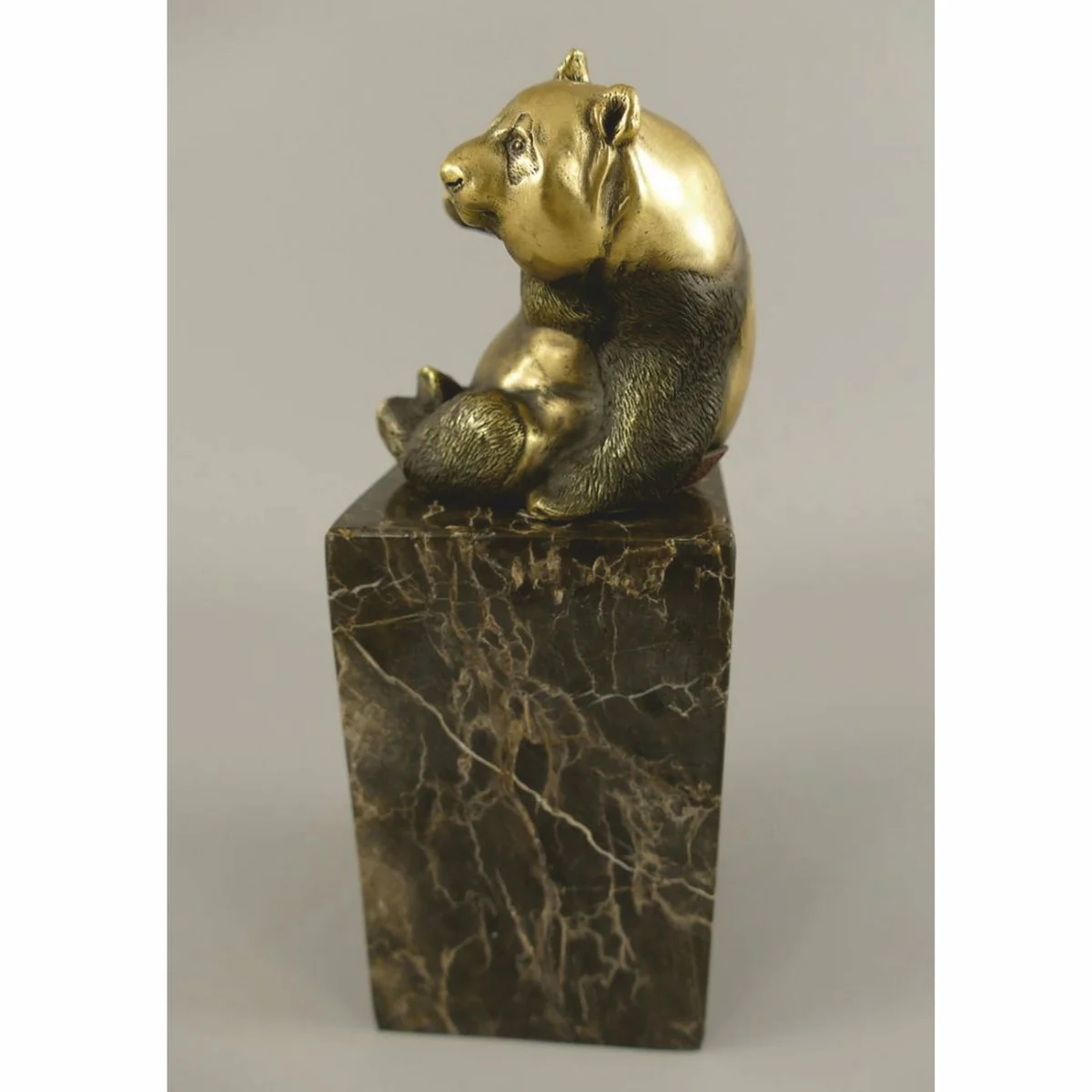 Bronze Skulptur Panda Bär Gold / Schwarz H. 21 cm - Bronzefigur