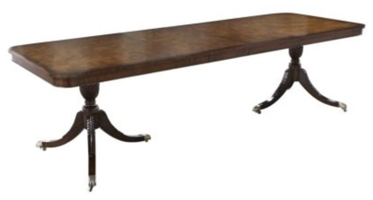 Luxus Mahagoni Esstisch mit Rollen Hellbraun / Dunkelbraun 180 x 95 x H. 89 cm - Luxus Esszimmermöbel