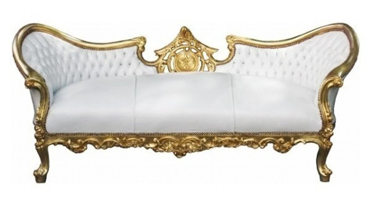 Barock Sofa Vampire Weiß/Gold - Limited Edition - Lounge Couch