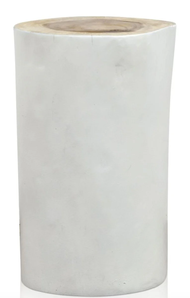 Wohnzimmer Hocker / Beistelltisch Weiß Ø 27 x H. 45 cm - Luxus Möbel