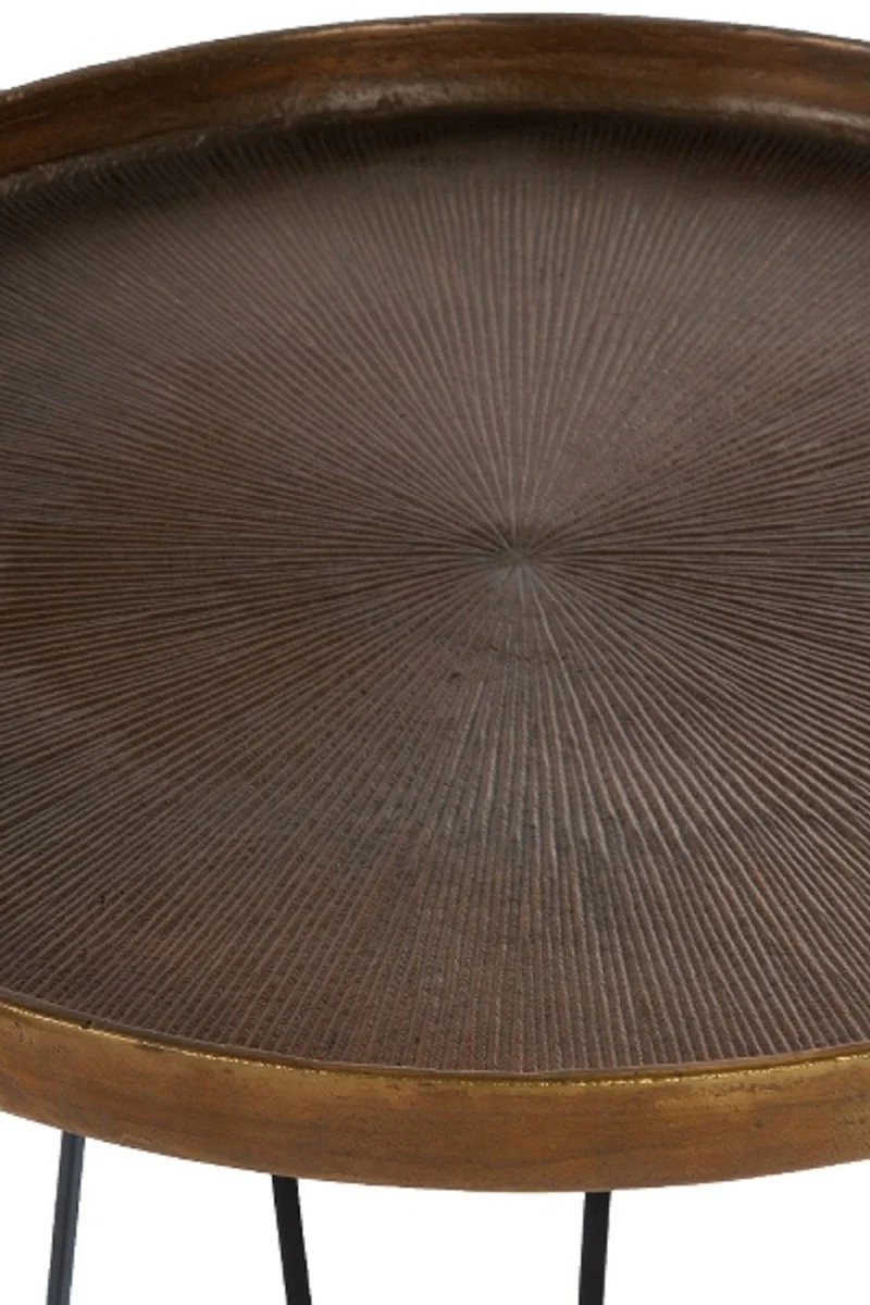 Luxus Wohnzimmer Beistelltisch Set Bronze / Silber / Grau Ø 50 x H. 60 cm - Runde Metall Beistelltische