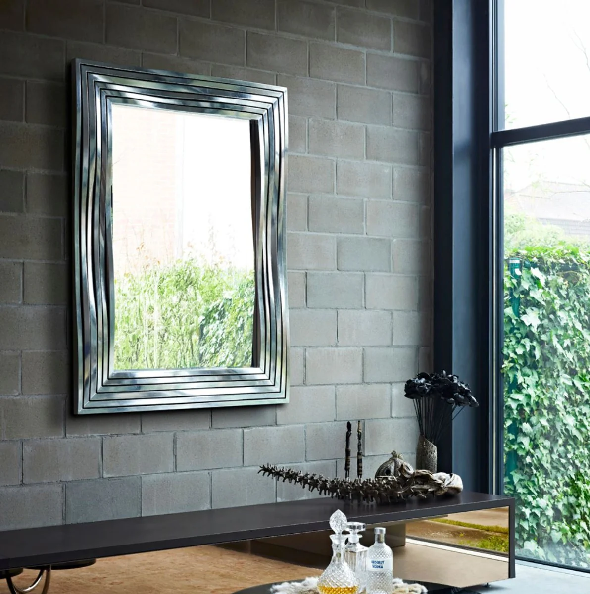 Luxus Wandspiegel Silber 118 x H. 158 cm - Wohnzimmer Accessoires