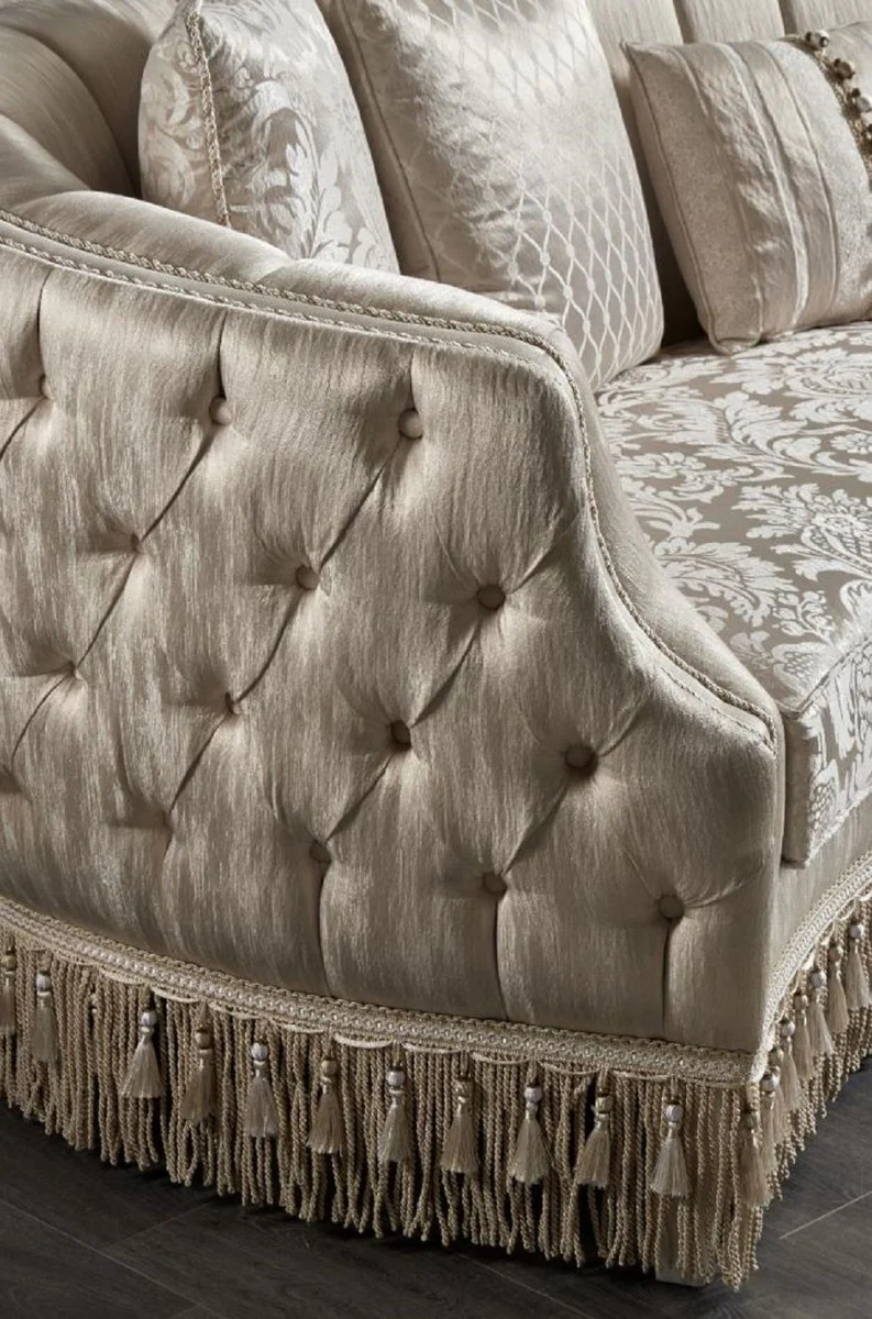 Luxus Barock Chesterfield Sofa Gold - Prunkvolles Wohnzimmer Sofa - Barockstil Wohnzimmer Möbel - Luxus Möbel im Barockstil - Barock Einrichtung - Edel & Prunkvoll