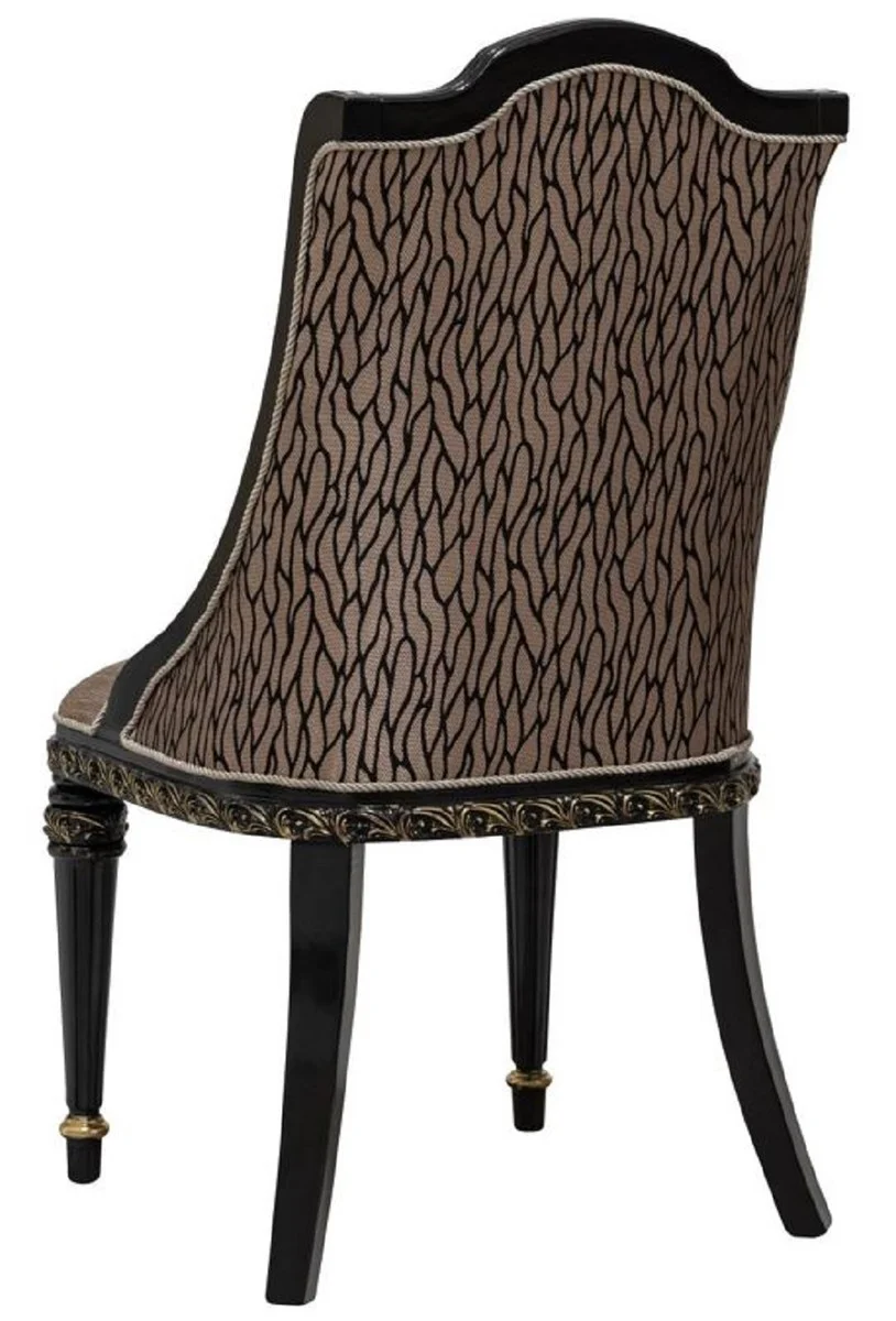 Luxus Barock Esszimmer Stuhl 6er Set Silber / Schwarz / Gold - Prunkvolle Barockstil Küchen Stühle - Luxus Barockstil Esszimmer Möbel - Barock Esszimmer Möbel - Barockstil Möbel