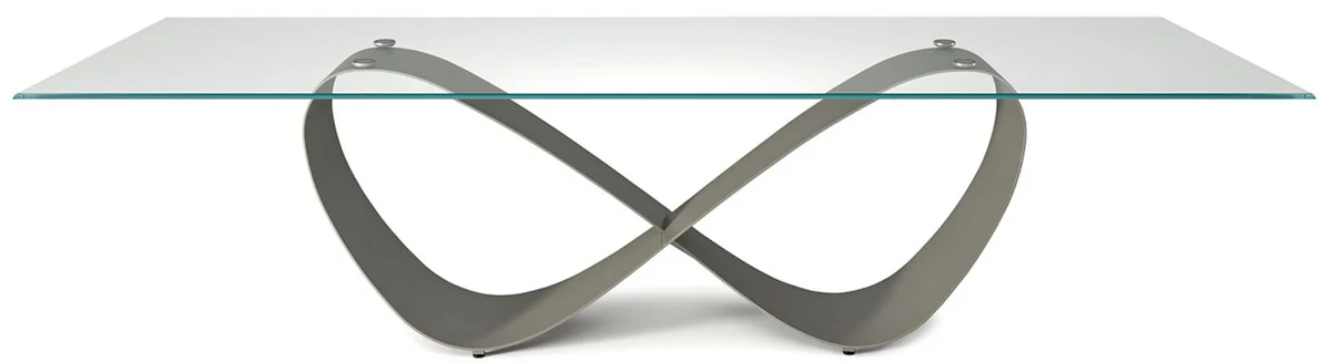 Designer Esstisch Titangrau - Verschiedene Tischgrößen - Moderner rechteckiger Esszimmertisch mit abgeschrägter Glasplatte - Esszimmer Möbel - Luxus Qualität