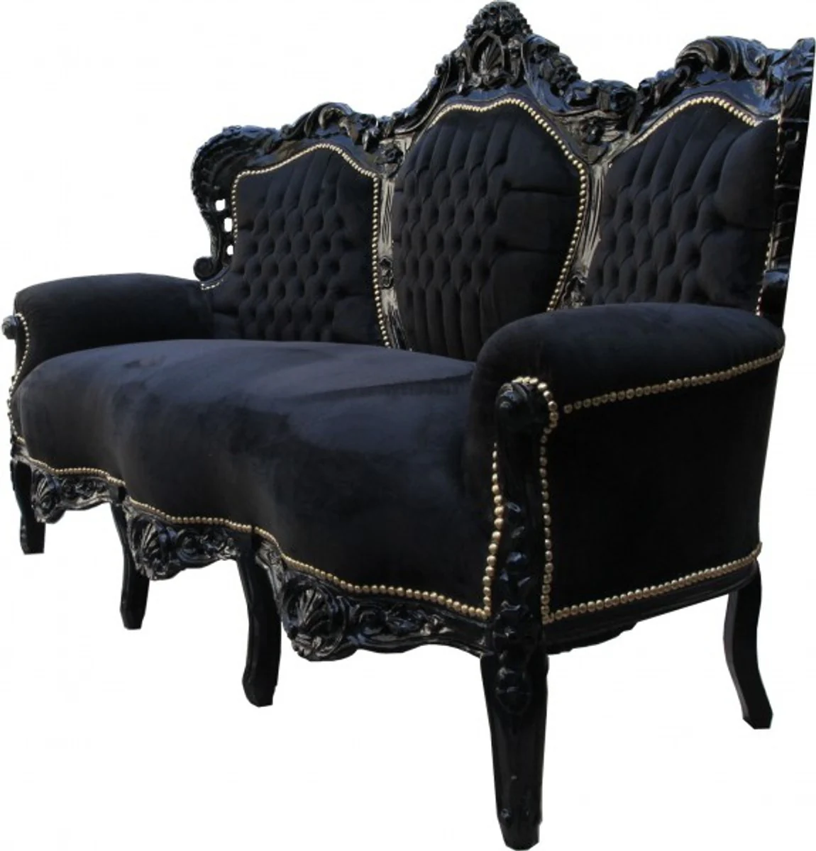 Barock Sofa King Schwarz / Schwarz - Wohnzimmer Couch