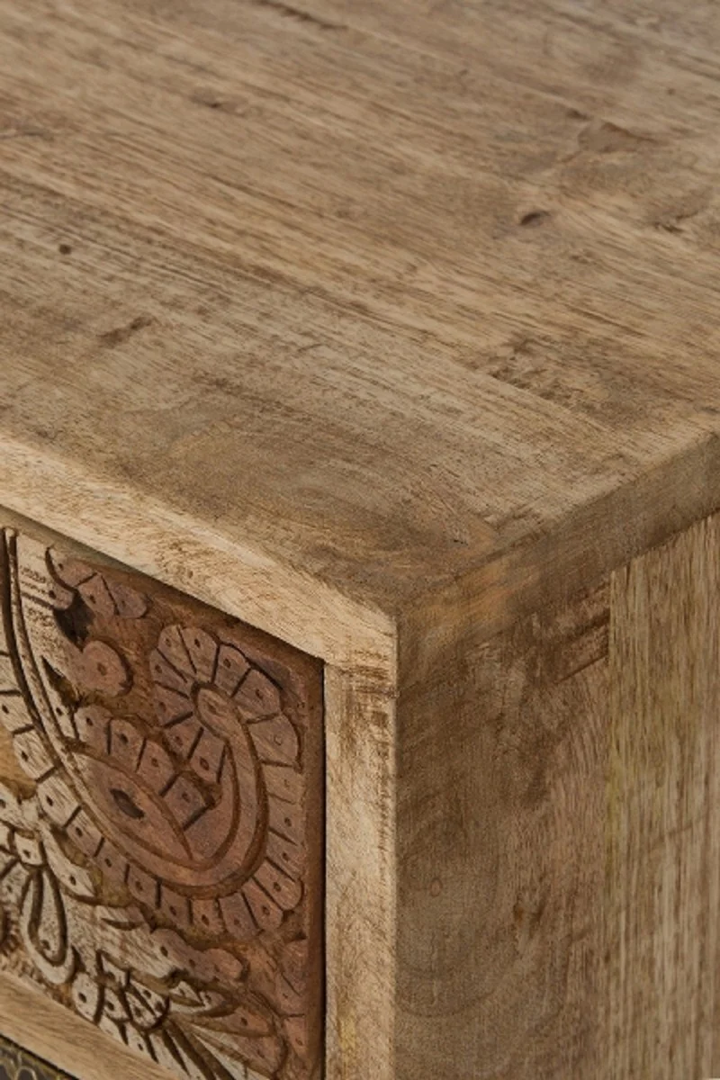 Landhausstil Kommode mit 5 Schubladen Naturfarben / Mehrfarbig 48 x 27 x H. 80 cm - Landhausstil Möbel