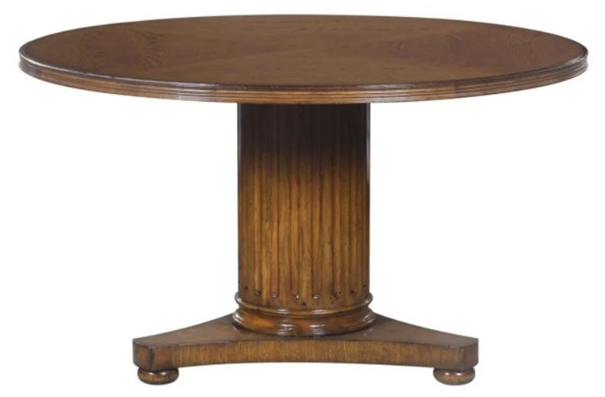 Luxus Eichenholz Esstisch Braun Ø 135 x H. 78 cm - Massivholz Esszimmermöbel