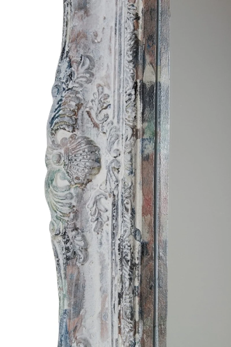 Barock Wandspiegel Antik Grau Höhe 54 cm, Breite 42 cm mit Ornamenten und Holzrahmen - Handgefertigt