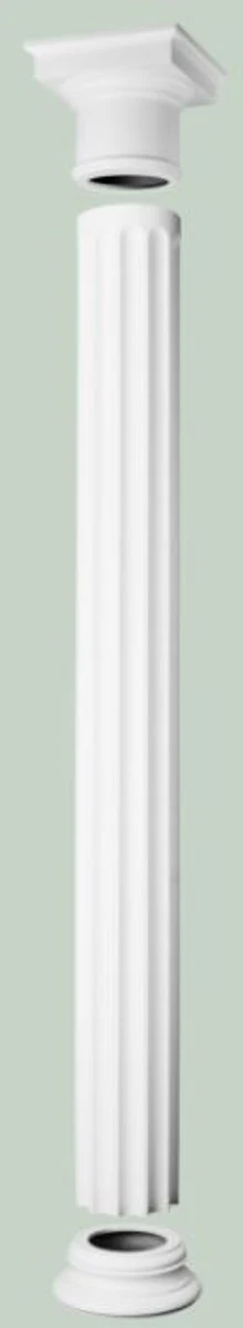 Barock Zierelement Säule Weiß 22 x 22 x H. 199,5 cm - Prunkvolle Wanddeko - Barock Deko
