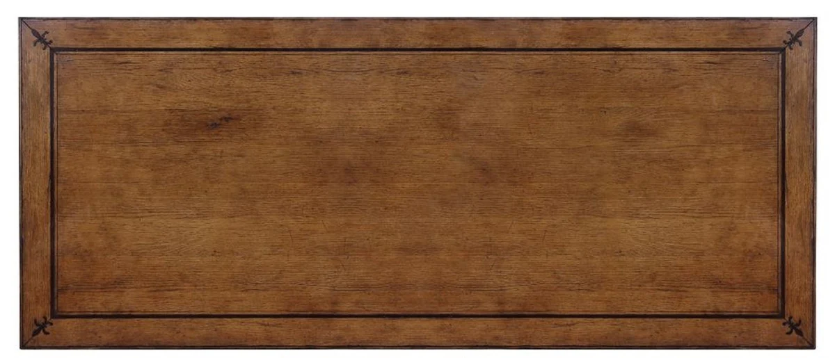 Luxus Landhausstil Esstisch Braun 275 x 116 x H. 77 cm - Rustikaler Massivholz Küchentisch - Rustikale Landhausstil Massivholz Esszimmer Möbel