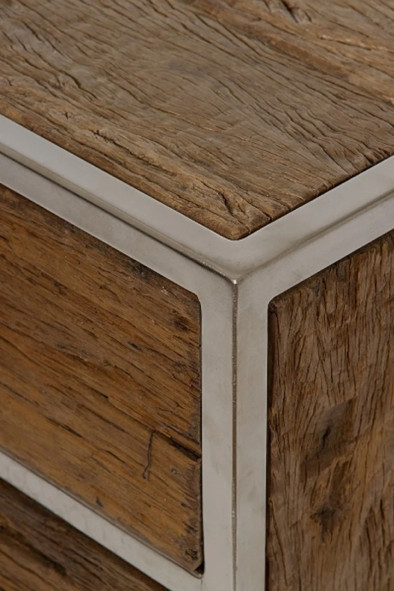 Nachttisch mit 3 Schubladen Braun / Silber 45 x 40 x H. 60 cm - Schlafzimmermöbel