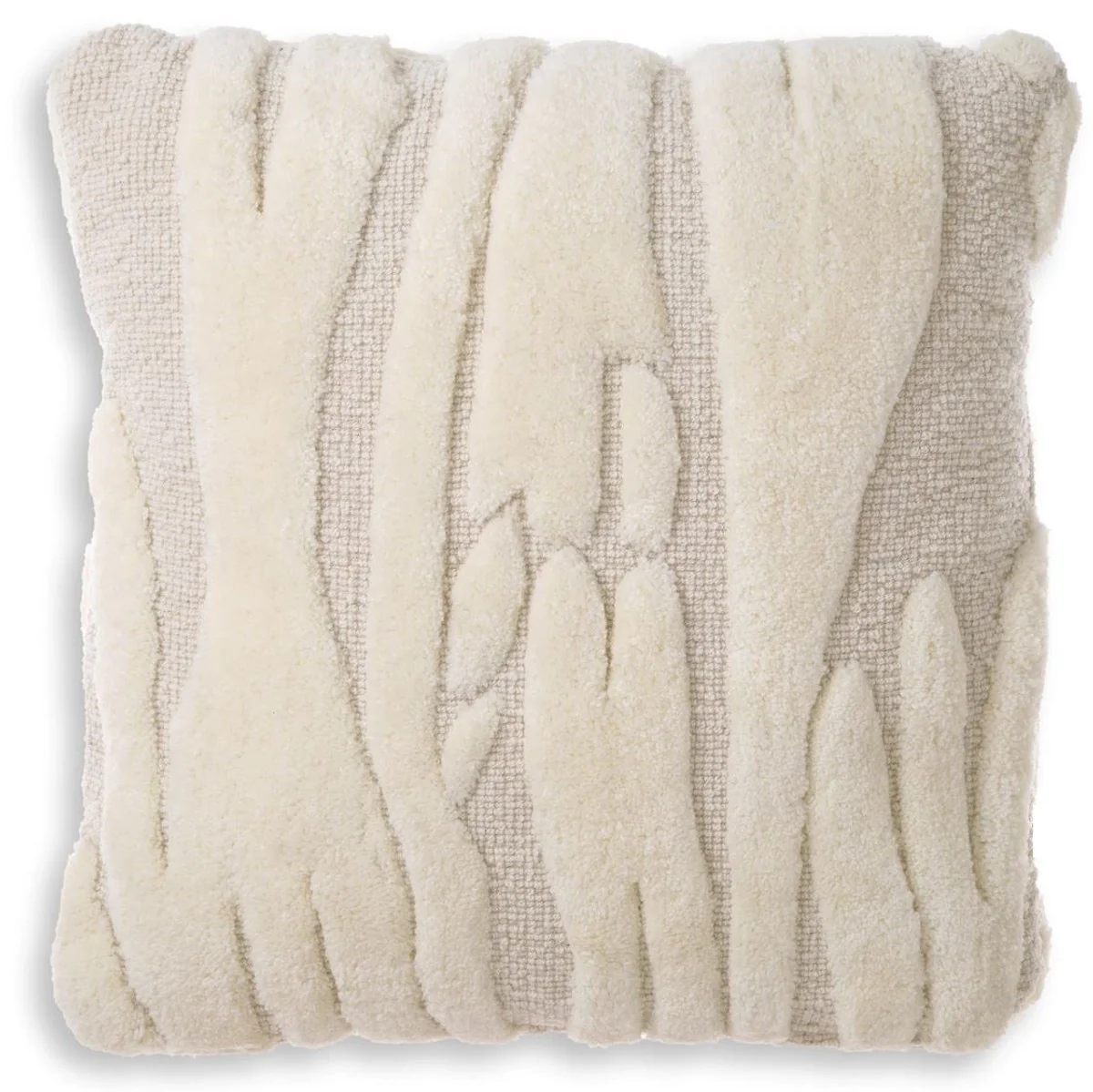 Luxus Kissen Elfenbein 60 x 60 cm - Handgewebtes Deko Woll Kissen - Quadratisches Zierkissen - Wohnzimmer Dekoration - Luxus Deko Accessoires