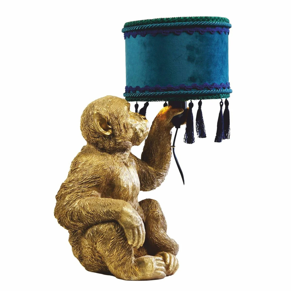 Luxus Tischleuchte Affe Gold / Blau / Grün H. 50 cm - Luxus Leuchten