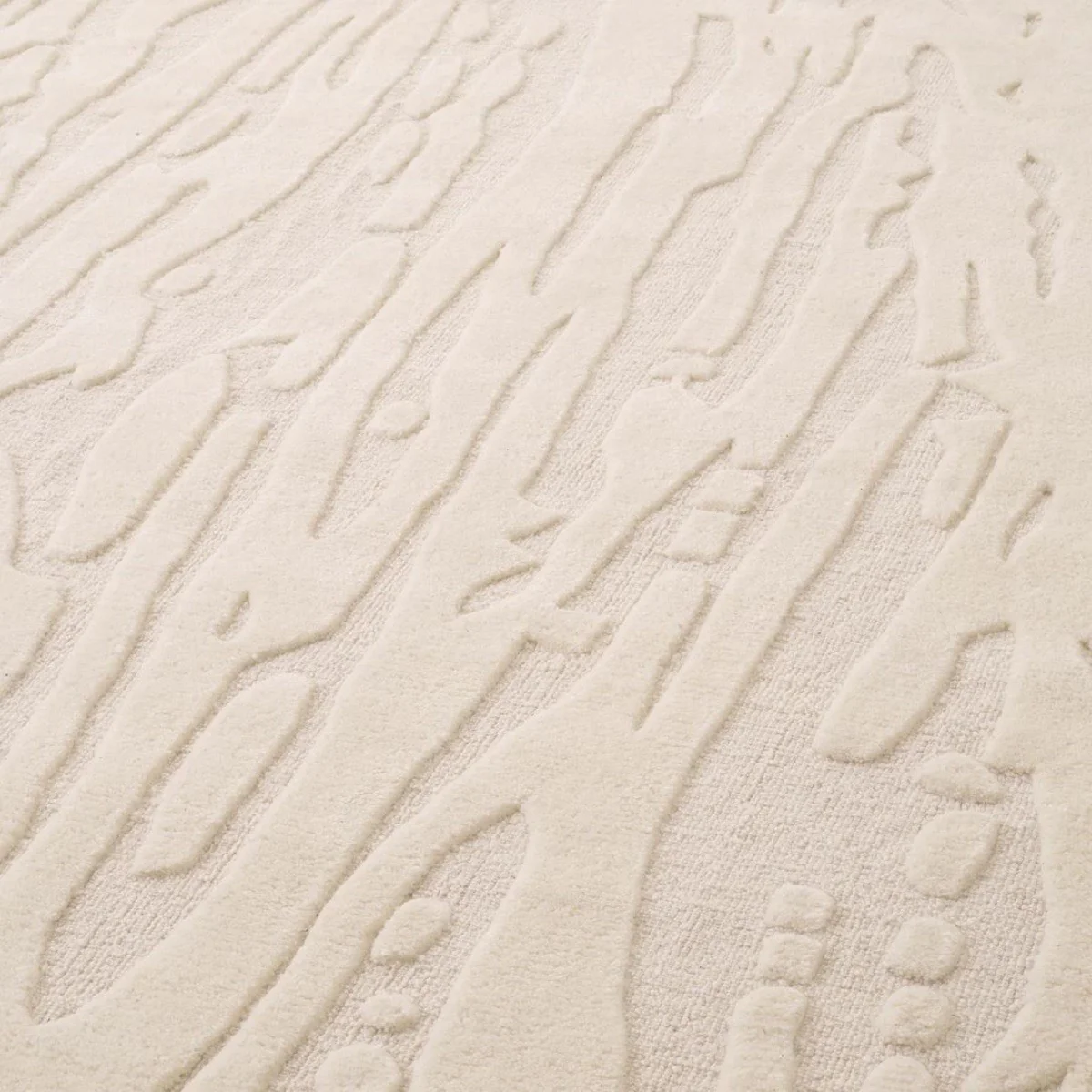 Luxus Teppich Elfenbein - Verschiedene Größen - Handgetufteter Teppich - Rechteckiger Wohnzimmer Teppich - Luxus Qualität