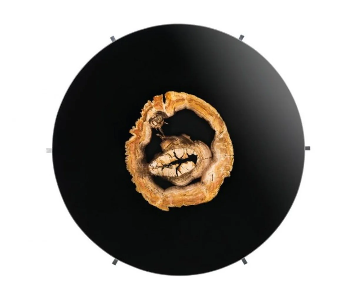 Luxus Couchtisch Kaffeetisch Hohlstahl Nickel Finish 91 x H 39 cm - Luxus Collection