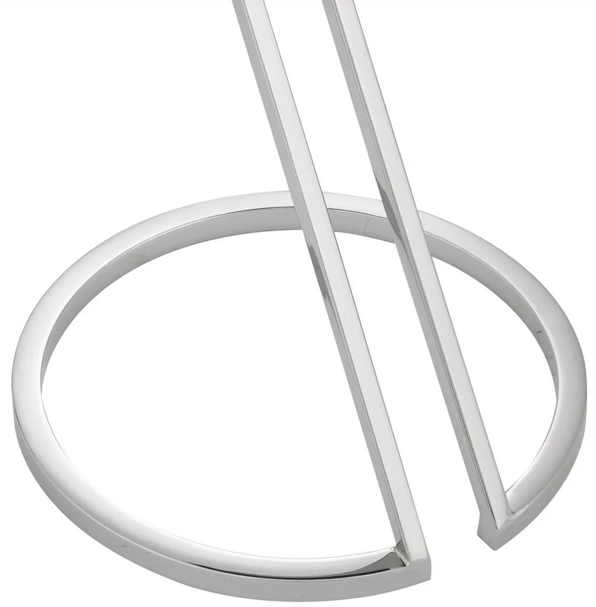 Luxus Beistelltisch Silber / Grau Ø 36 x H. 60 cm - Edelstahl Tisch mit Glasplatte - Wohnzimmer Möbel - Luxus Möbel - Luxus Einrichtung - Luxus Interior