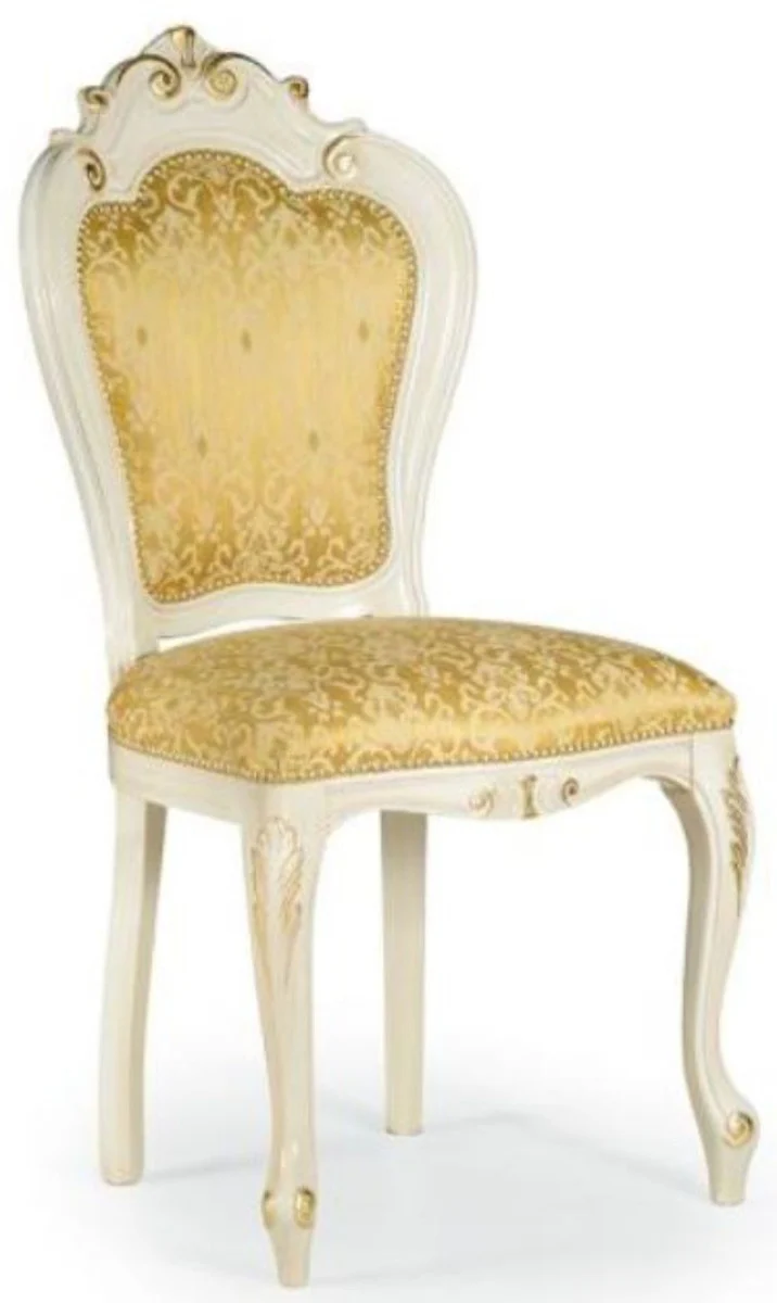Luxus Barock Esszimmer Stuhl Set Gold / Weiß / Gold 50 x 50 x H. 103 cm - Barock Küchen Stühle 6er Set - Esszimmer Möbel im Barockstil