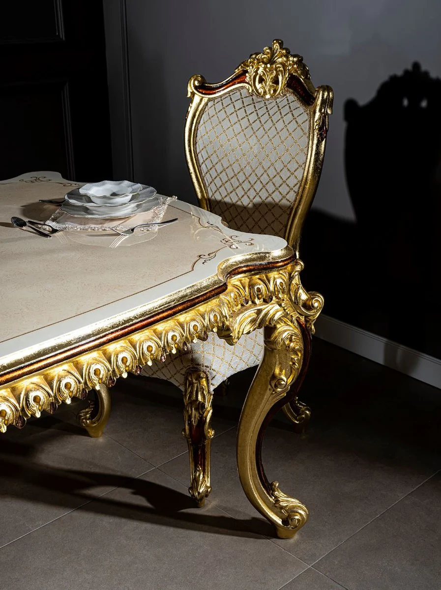 Luxus Barock Esstisch 230 x 105 x H. 80 cm - Prunkvoller Massivholz Esszimmertisch - Esszimmer Möbel im Barockstil