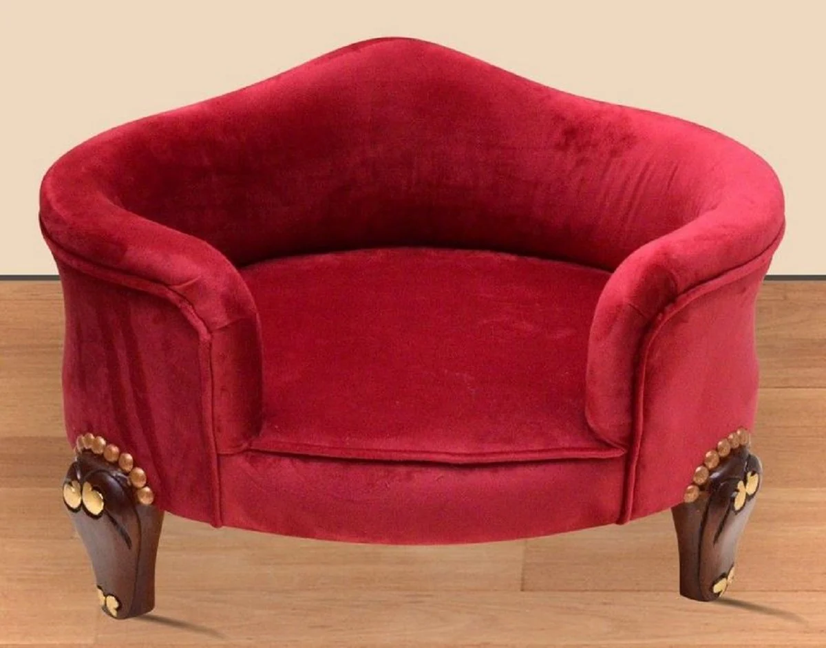 Barock Hundebett Royal Boardeauxrot / Braun / Gold - Barock Hundemöbel - Barock Tiermöbel - Prunkvolle Tiermöbel im Barockstil