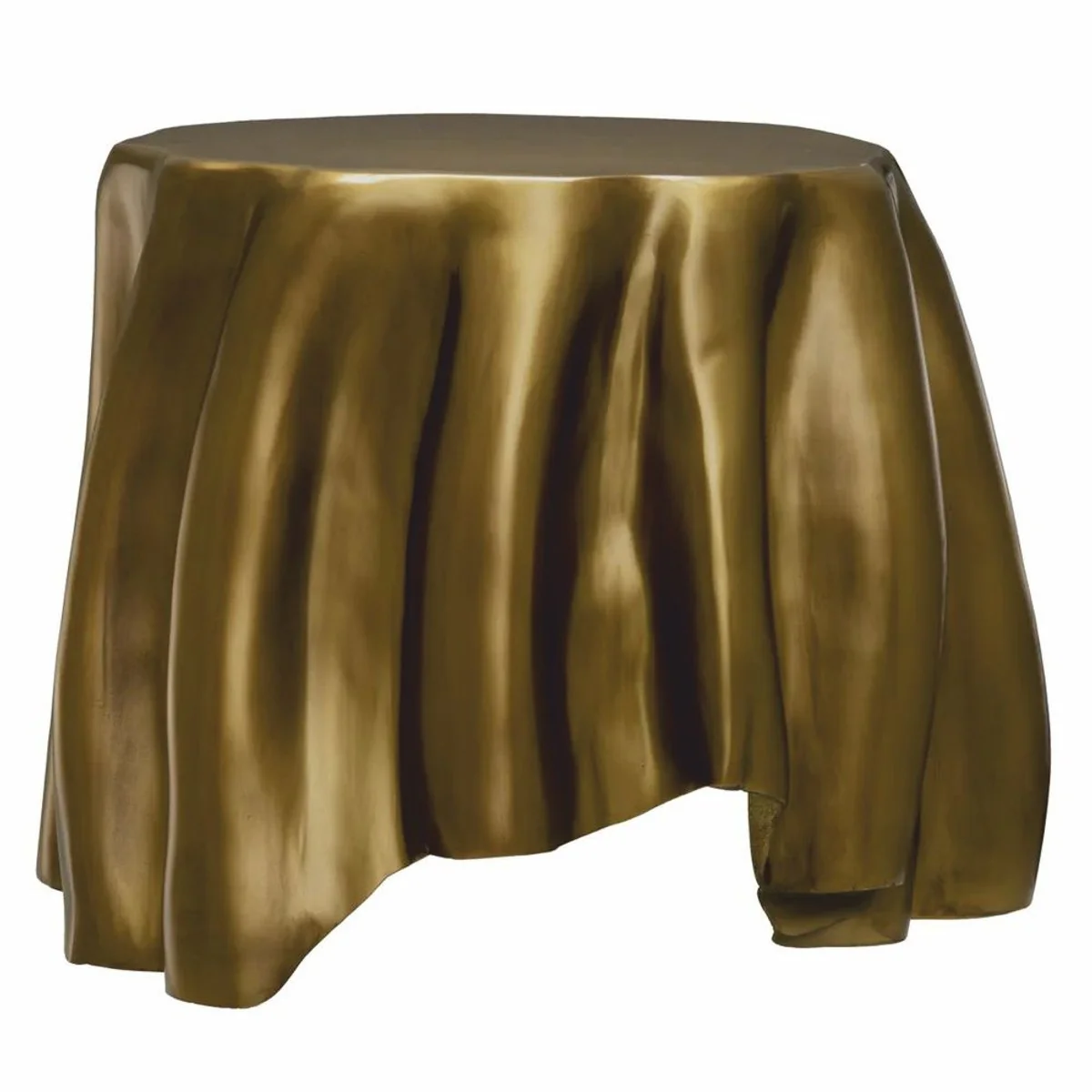 Luxus Aluminium Beistelltisch Vintage Messing 65 x 57 x H. 45,5 cm - Luxus Möbel