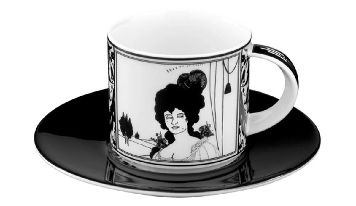 Handgearbeitete Moccatasse aus Porzellan mit einem Motiv von Audrey Beardsley Portrait 0,09 Ltr. - feinste Qualität aus der Tettau Porzellanfabrik - wunderschöne Espressotasse