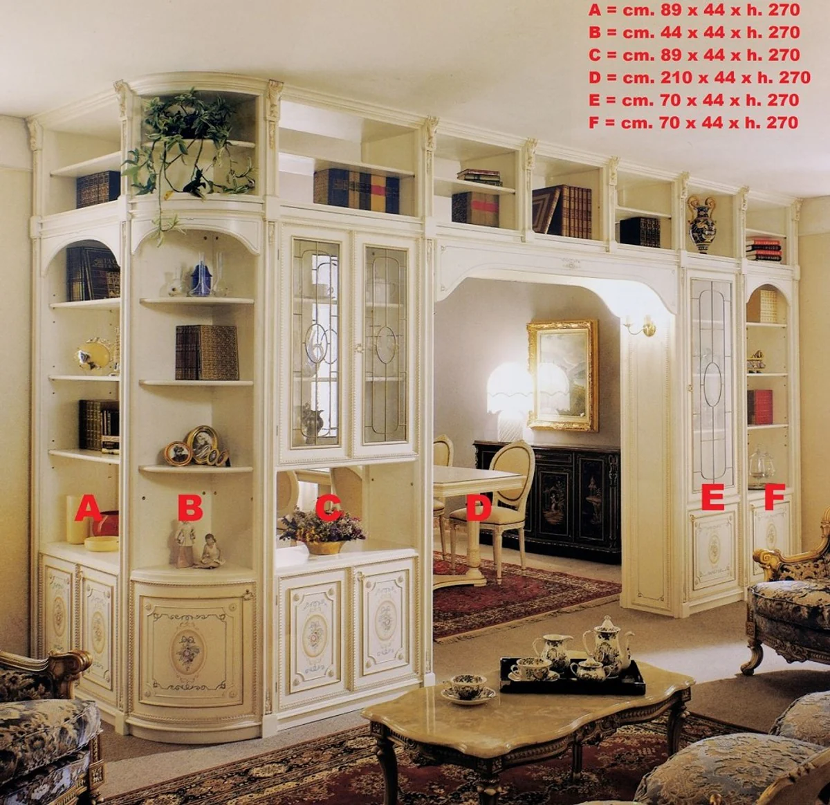 Luxus Barock Eckschrank Weiß / Mehrfarbig / Gold - Riesiger Massivholz Wohnzimmer Schrank im Barockstil - Barock Wohnzimmer Möbel - Luxus Qualität - Made in Italy