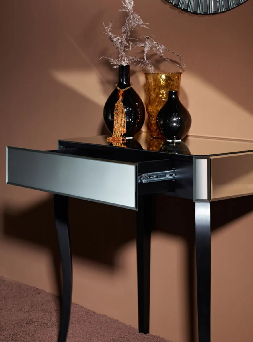 Luxus Spiegelglas Beistelltisch mit Schublade 71 x 41 x H. 76 cm - Hotel Möbel