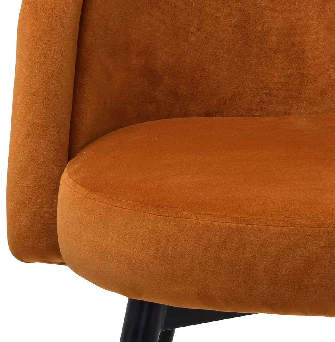 Luxus Esszimmerstuhl Set Orange / Schwarz / Messing 57,5 x 58 x H. 77 cm - Edle Esszimmerstühle - Luxus Esszimmer Möbel