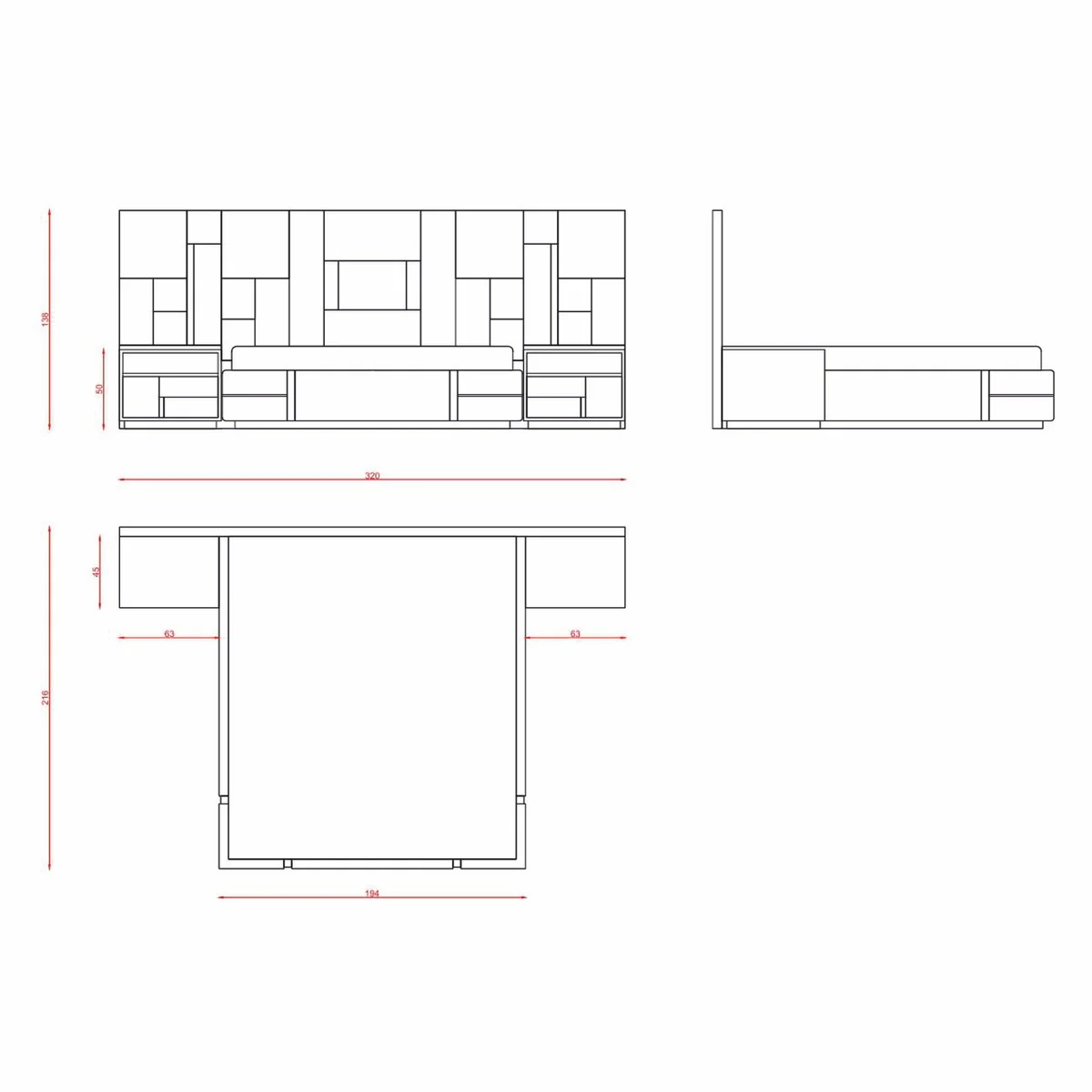 Luxus Doppelbett Grau / Gold - Luxus Hotel & Schlafzimmer Möbel